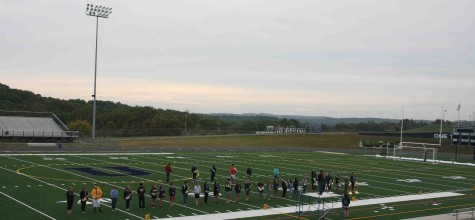 The Marching band takes advantage of the new turf field, Legacy Field. 