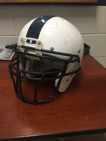 Urbana's football helmet worn this season.