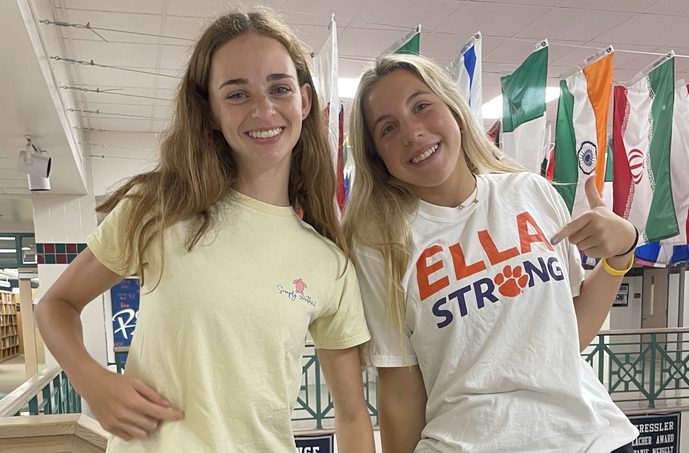 UHS Cheerleaders Kaitlin Willens and Michelle Mulligan represent #EllaStrong