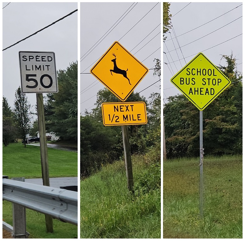 Three consecutive signs on 355 suggest a dangerous situation.