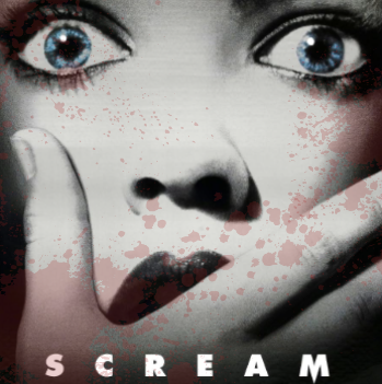 Poster for the movie Scream (1998), the lead, Sidney, is played by Neve Cambell.