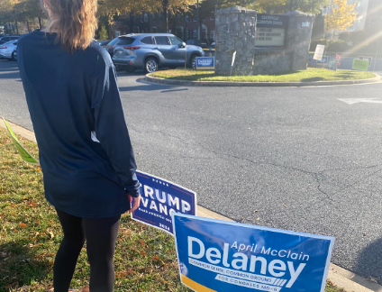 Lacy Clayton (Class of 2025) looks upon her final options for public office before entering the voting booth. 