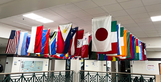 Urbana High School celebrates cultures and countries through the flags hanging over the main staircase.