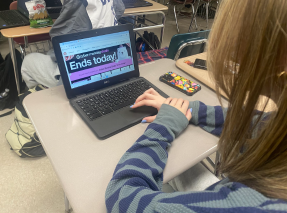 Kaitlin Tretler, Class of 2025, shopping for her most exciting Cyber Monday deals. 