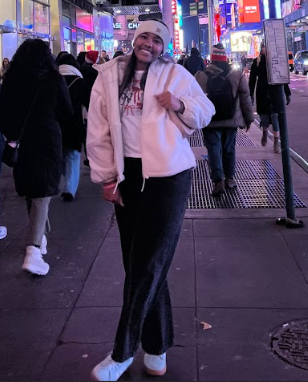 Nile Lowther poses in New York City during winter break!