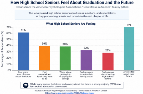 Graph on how seniors feel about graduation & future